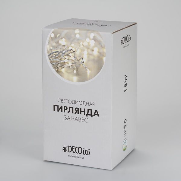 Светодиодная гирлянда ARD-CURTAIN-HOME-2000x2500-CLEAR-300LED Warm (230V, 12W) (Ardecoled, IP20)