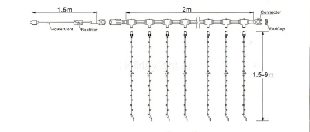 Cветодиодная гирлянда занавес LC-5324 WS 2х5 м 1272 LED IP54 белый