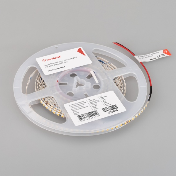 Лента RT-A160-5mm 24V Warm2700 (15 W/m, IP20, 5m) (Arlight, CRI>95) Лента RT-A160-5mm 24V Warm2700 (15 W/m, IP20, 5m) (Arlight, CRI>95)