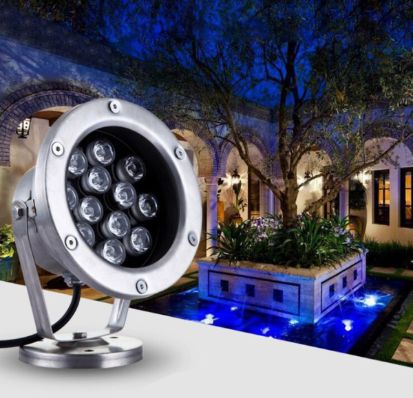 Светильник для водоемов, UG1462, DC12V  36W(12*3W) IP68 RGB, сатин-никель Светильник для водоемов, UG1462, DC12V  36W(12*3W) IP68 RGB, сатин-никель