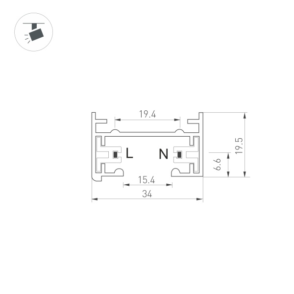 Трек LGD-2TR-TRACK-2000-WH-M (C) (Arlight, IP20 Металл, 3 года)