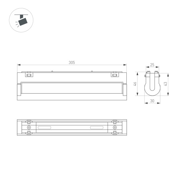 Светильник MAG-VIBE-FLAT-TURN-L305-12W Day4000 (BK, 110 deg, 48V, TUYA Zigbee) (Arlight, IP20 Металл, 5 лет)