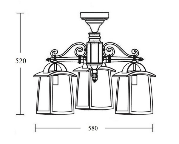 Потолочный светильник YAOHUA LUX, Черный с коричневой патиной, Классика, 27370A 3 02 R