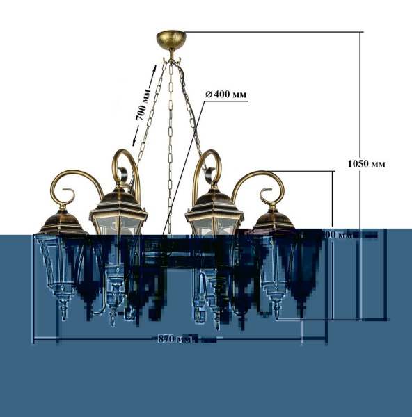 Подвесной светильник YAOHUA LUX, Черный с золотой патиной, Классика, 91370S/6/18 st 40 Gb Подвесной светильник YAOHUA LUX, Черный с золотой патиной, Классика, 91370S/6/18 st 40 Gb