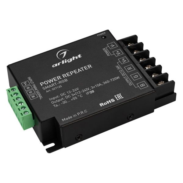 Усилитель SMART-RGB (12-24V, 3x10A) (Arlight, IP20 Металл, 5 лет) Усилитель SMART-RGB (12-24V, 3x10A) (Arlight, IP20 Металл, 5 лет)