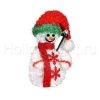 Светильник "Снеговик в красно-зеленом" 25см. Цвет LED: белый (01185S)