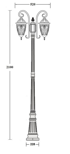 Фонарный столб YAOHUA LUX, Черный, Классика, 86309A 18 Bl