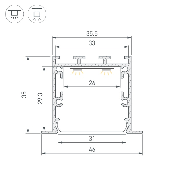 Профиль LINIA49-F-M-3000 BLACK (Arlight, Алюминий) Профиль LINIA49-F-M-3000 BLACK (Arlight, Алюминий)