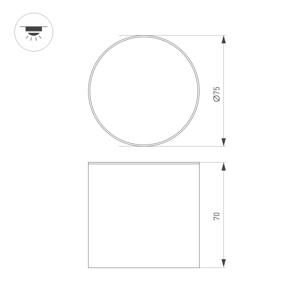 Светильник SP-CYLINDO-R75-7W Warm3000 (BK, 110 deg, 230V) (Arlight, IP54 Металл, 3 года)