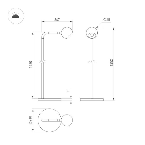 Светильник SP-OTTORI-FLOOR-6W Warm3000 (BK, 30 deg, 230V) (Arlight, IP20 Металл, 3 года)