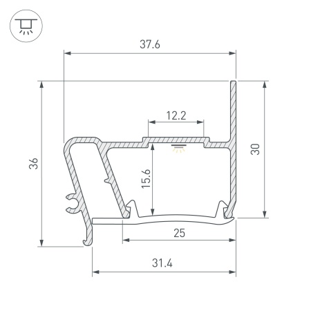 Профиль STRETCH-S-30-WALL-SIDE-2000 (STEP) (Arlight, Алюминий)