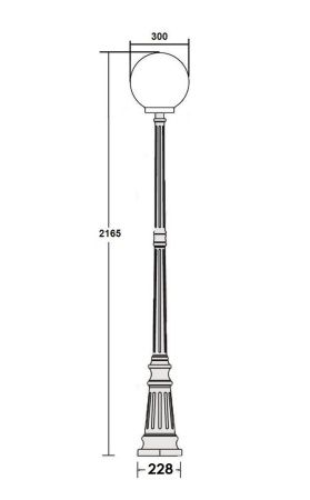 Ландшафтный столбик YAOHUA LUX, Черный с золотой патиной, Классика, 88209PG Gb