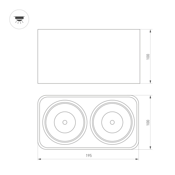 Светильник SP-CUBUS-S195x100-2х8W Warm3000 (BK, 45 deg, 230V) (Arlight, IP20 Металл, 3 года)