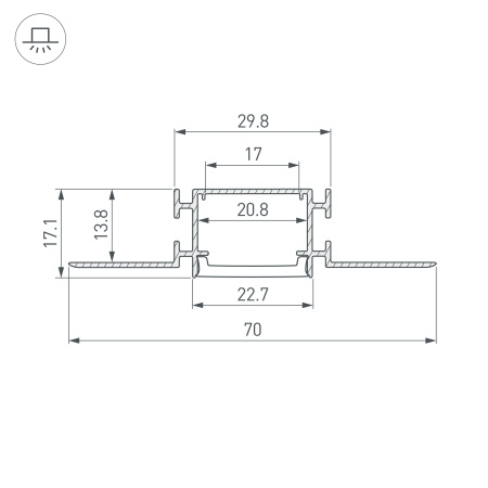 Профиль FANTOM-BENT-W23-TOP-2000 ANOD (Arlight, Алюминий) Профиль FANTOM-BENT-W23-TOP-2000 ANOD (Arlight, Алюминий)