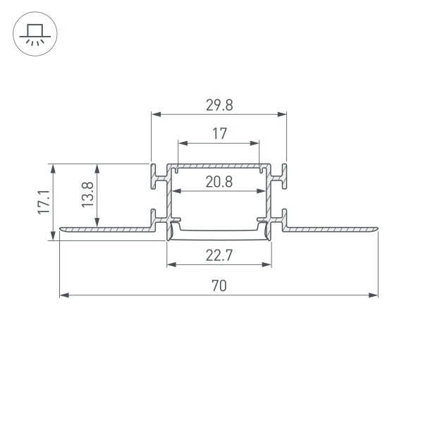 Профиль FANTOM-BENT-W23-TOP-2000 ANOD (Arlight, Алюминий) Профиль FANTOM-BENT-W23-TOP-2000 ANOD (Arlight, Алюминий)