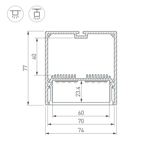 Профиль SL-LINE-7477-2000 ANOD (Arlight, Алюминий)