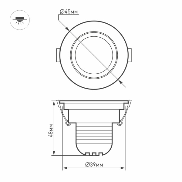 Светодиодный светильник LTM-R45WH 3W Warm White 30deg (Arlight, IP40 Металл, 3 года)