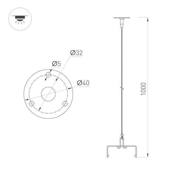 Подвес ALT-TUBULAR-HANG-L1000 (SL) (Arlight, -) Подвес ALT-TUBULAR-HANG-L1000 (SL) (Arlight, -)