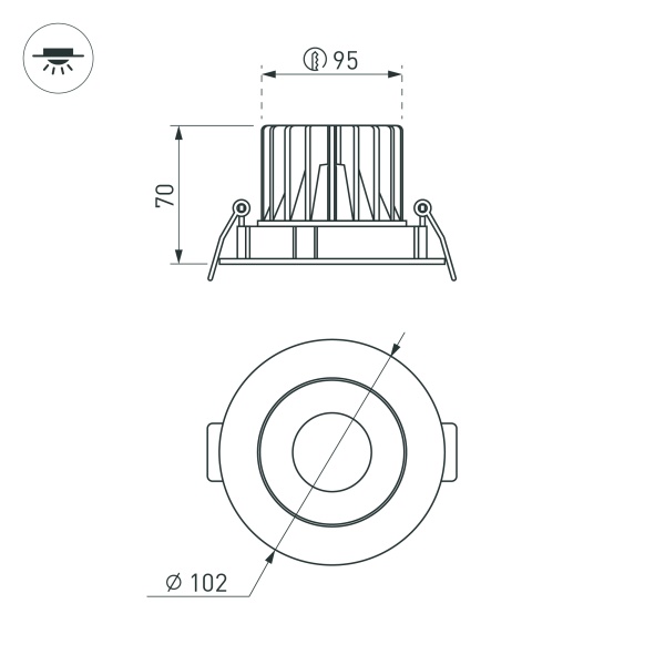 Светильник MS-FORECAST-BUILT-TURN-R102-12W Warm3000 (WH-WH, 32 deg, 230V) (Arlight, IP20 Металл, 5 лет)