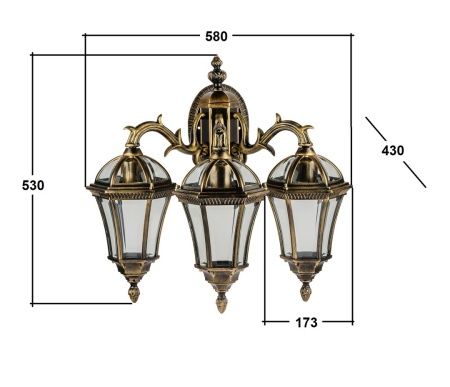 Настенный светильник YAOHUA LUX, Черный с золотой патиной, Классика, 95202S 3 15L Gb
