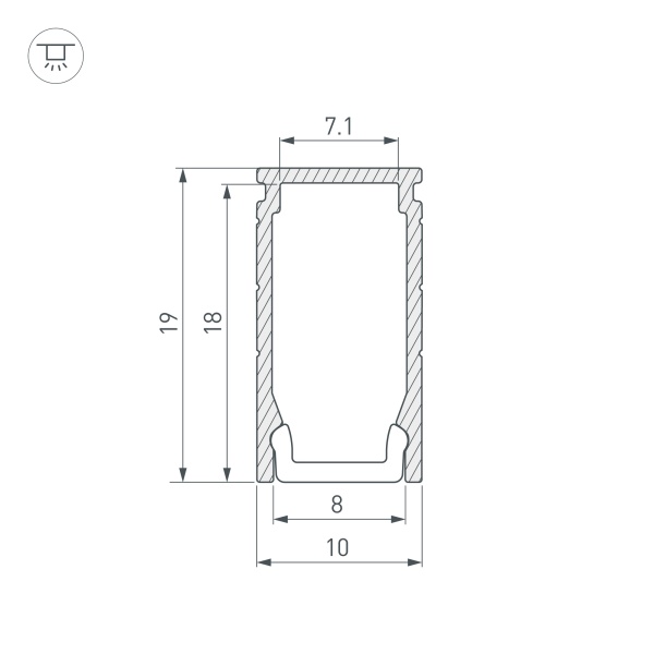Профиль LINE-1019-2000 ANOD (Arlight, Алюминий)