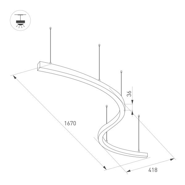 Светильник SP-LINE-HANG ARC-S3535-D800-65W Day4000 (WHITE, 230V) (Arlight, Металл) Светильник SP-LINE-HANG ARC-S3535-D800-65W Day4000 (WHITE, 230V) (Arlight, Металл)