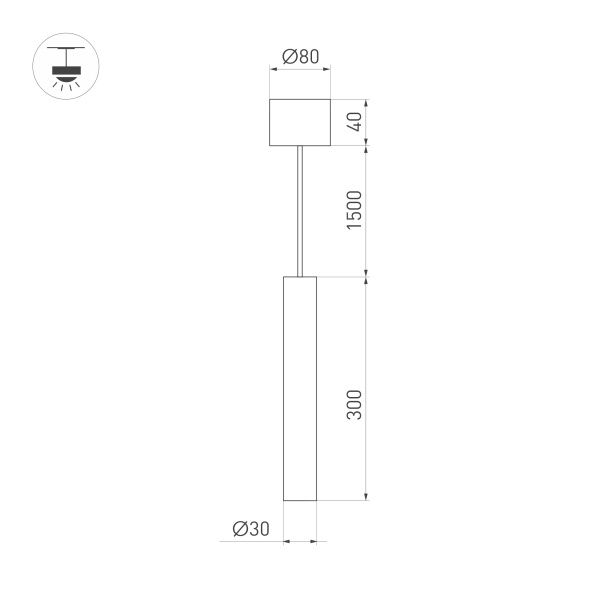 Светильник SP-PIPE-HANG-L300-R30-9W Warm3000 (GD, 24 deg, 230V) (Arlight, IP20 Металл, 3 года)
