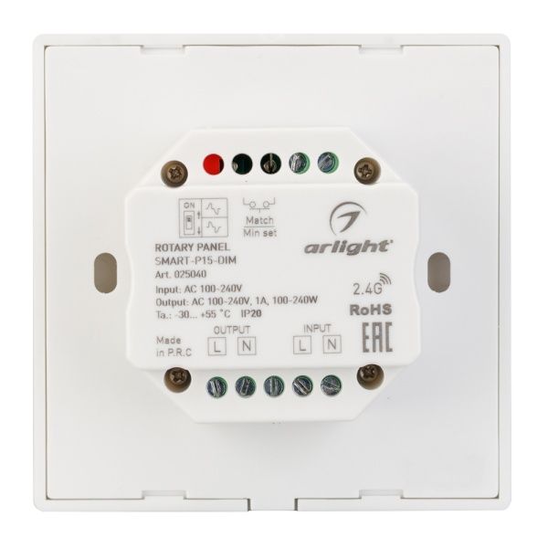 Панель SMART-P15-DIM-IN White (230V, 1A, TRIAC, Rotary, 2.4G) (Arlight, IP20 Пластик, 5 лет) Панель SMART-P15-DIM-IN White (230V, 1A, TRIAC, Rotary, 2.4G) (Arlight, IP20 Пластик, 5 лет)