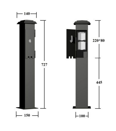 Розетка садовая, Черный, 2-727 квадрат Bl