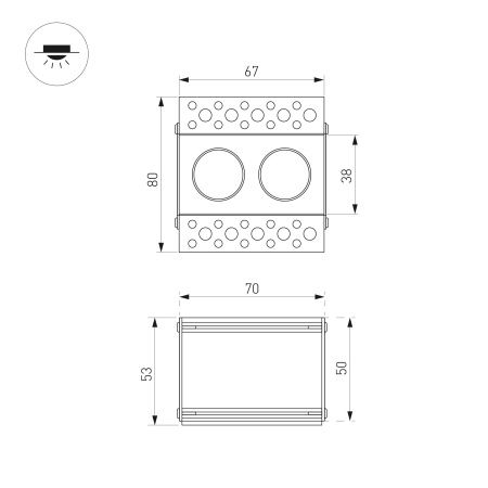 Светильник MS-ORIENT-BUILT-TRIMLESS-TC-S38x67-5W Warm3000 (WH-BK, 30 deg, 230V) (Arlight, IP20 Металл, 5 лет)