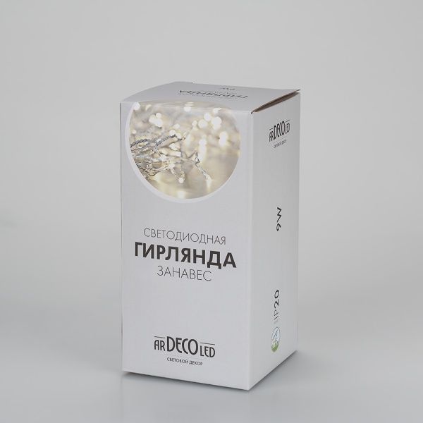Светодиодная гирлянда ARD-CURTAIN-HOME-1500x1500-CLEAR-144LED White (230V, 6W) (Ardecoled, IP20)