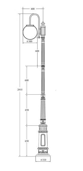 Фонарный столб YAOHUA LUX, Черный, Классика, 88210L/10/E7/down  Bl Фонарный столб YAOHUA LUX, Черный, Классика, 88210L/10/E7/down  Bl