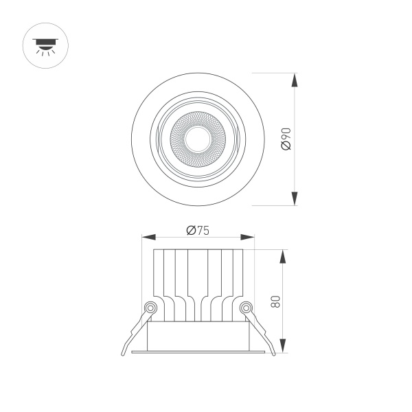 Светильник MS-VORTEX-BUILT-R90-12W Day4000 (WH-WH, 20 deg, 230V) (Arlight, IP20 Металл, 5 лет) Светильник MS-VORTEX-BUILT-R90-12W Day4000 (WH-WH, 20 deg, 230V) (Arlight, IP20 Металл, 5 лет)