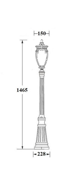 Фонарный столб YAOHUA LUX, Черный, Классика, 86211 Bl