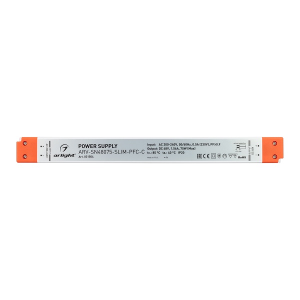 Блок питания ARV-SN48075-SLIM-PFC-C (48V, 1.56A, 75W) (Arlight, IP20 Пластик, 3 года)