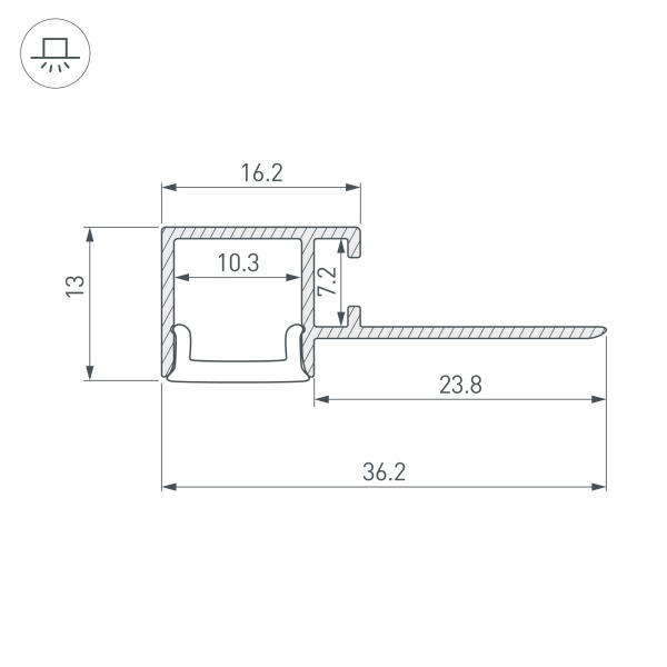 Профиль FANTOM-BENT-W12-TOP-EDGE-2000 ANOD (Arlight, Алюминий) Профиль FANTOM-BENT-W12-TOP-EDGE-2000 ANOD (Arlight, Алюминий)