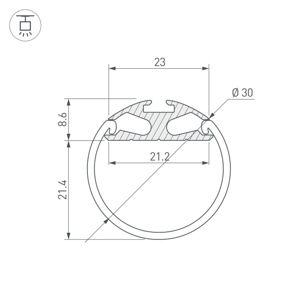 Профиль ROUND-D30-2000 ANOD (Arlight, Алюминий)