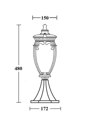 Ландшафтный столбик YAOHUA LUX, Черный с золотой патиной, Классика, 86204 Gb