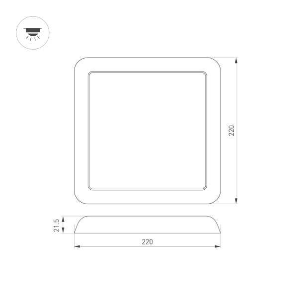 Светильник CL-FIOKK-S220x220-18W Day4000-MIX (WH, 120 deg, 230V) (Arlight, IP44 Пластик, 3 года)