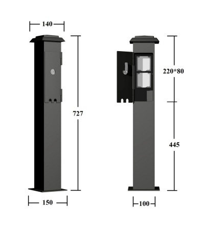 Розетка садовая, Черный с золотой патиной, 2-727 квадрат Gb