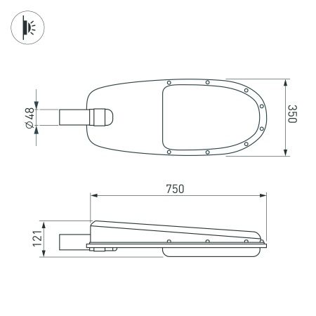 Светильник OXOR-ELFA-749х351-125W Day5000 (GR, 144x61 deg, 230V) IP65 (Arlight, -)