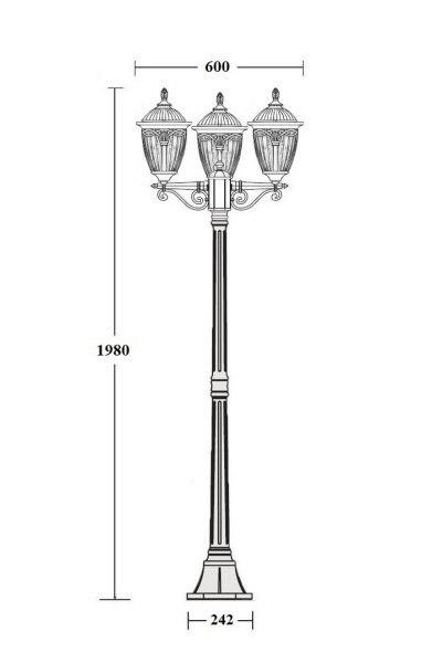 Фонарный столб YAOHUA LUX, Черный, Классика, 86308B 02 Bl