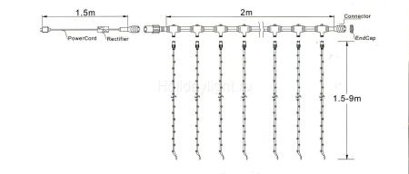 Cветодиодная гирлянда занавес LC-5324 WS 2х5 м 1272 LED IP54 красный