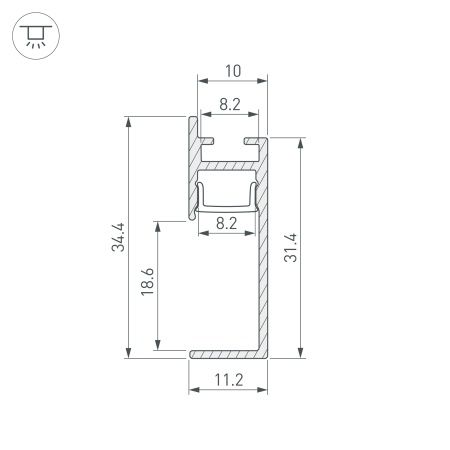 Профиль PLINTUS-H35-F-2000 ANOD (Arlight, Алюминий)