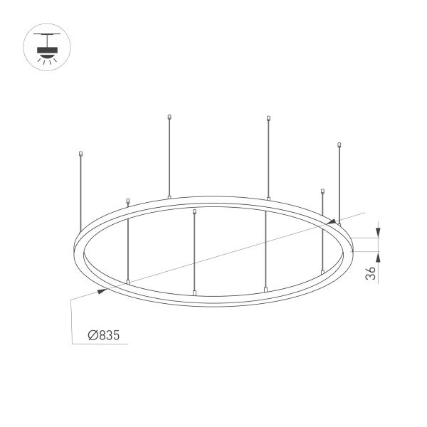 Светильник SP-LINE-HANG-ARC-O3535-D800-65W Warm3000 (BLACK, 230V) (Arlight, Металл) Светильник SP-LINE-HANG-ARC-O3535-D800-65W Warm3000 (BLACK, 230V) (Arlight, Металл)