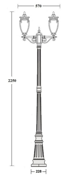 Фонарный столб YAOHUA LUX, Черный, Классика, 86209A/02 Bl