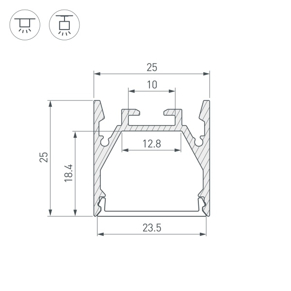 Профиль LINE-2525-2000 ANOD (Arlight, Алюминий)