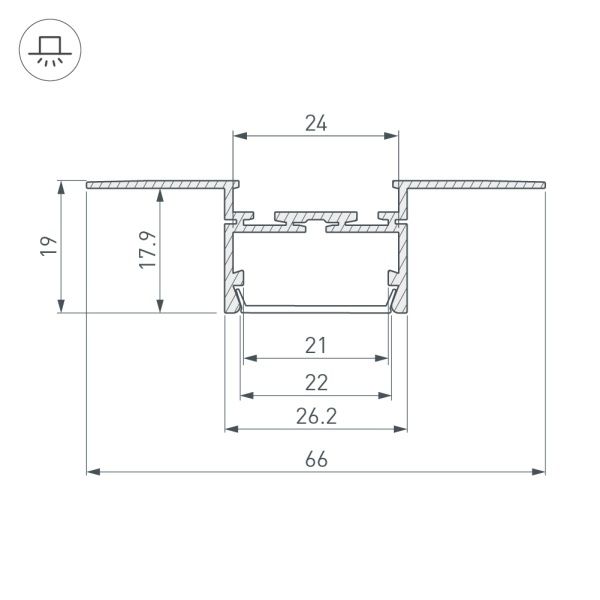 Профиль PLS-LOCK-H19-T-HIDE-2000 (Arlight, Алюминий)