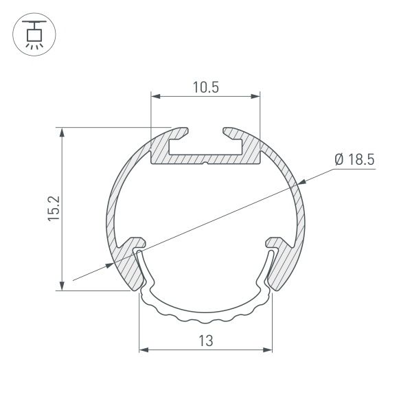 Профиль ROUND-D18-2000 ANOD (Arlight, Алюминий) Профиль ROUND-D18-2000 ANOD (Arlight, Алюминий)