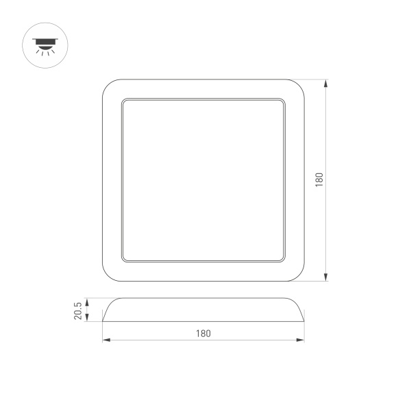 Светильник CL-FIOKK-S180x180-12W Day4000-MIX (WH, 120 deg, 230V) (Arlight, IP44 Пластик, 3 года)